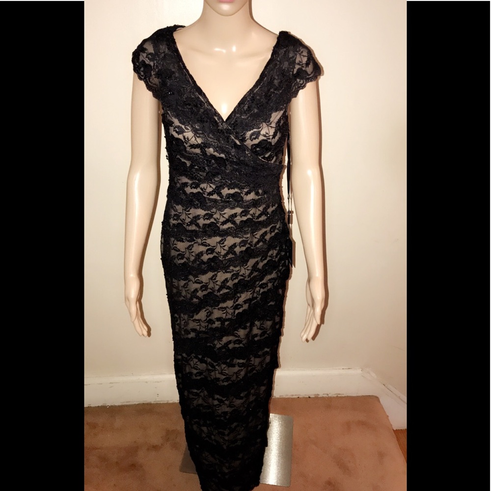 Marina evening gown black/beige with black beads